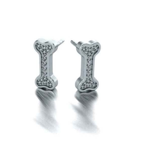 Natural Diamond Dog Bone Earrings - Picture 5 of 10